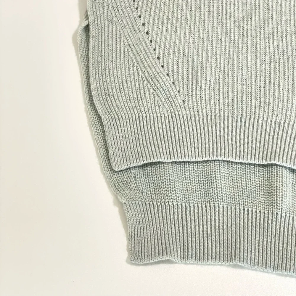 Lululemon Seva Sweater Merino Wool Pointelle Knit High Low Pullover Minty Grey 4